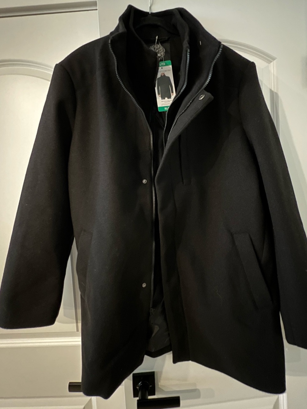 Vince Camuto Men's Black Pea Coat - Classic Zip & Snap Front